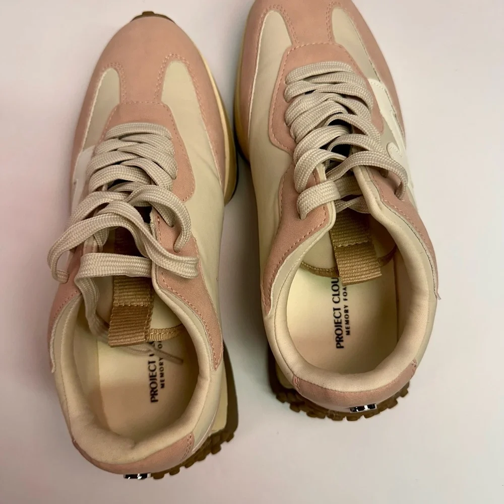 Women's Pink and Cream Sneakers size 8.5 memory foam